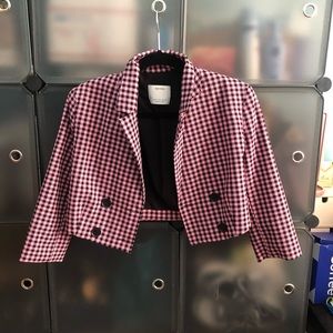 Bershka Cropped Houndstooth Jacket, S